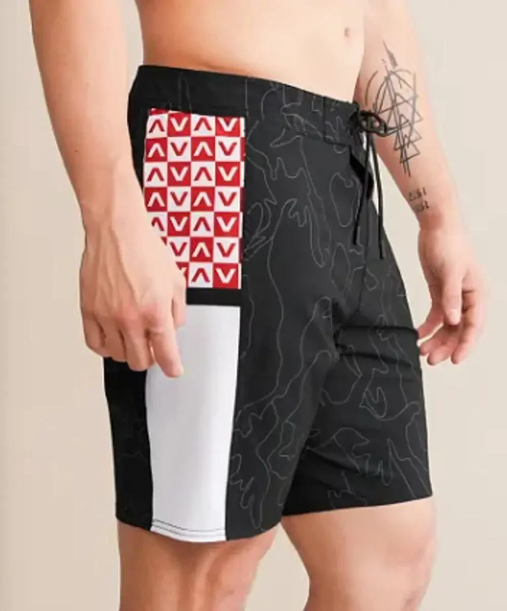 RVCA Apex Stretch Boardshort Camo Black White Red Size 30 NWT